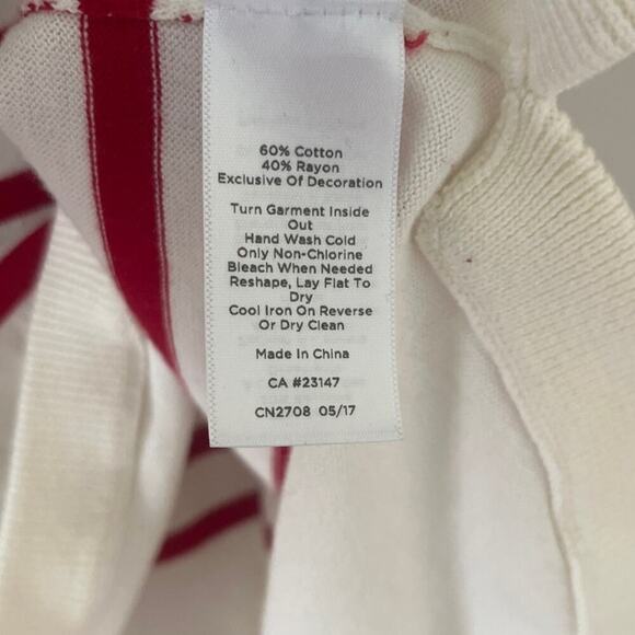 Talbots Womens Red & White Striped Lightweight Sweater Bows Size Large Peitie - Picture 4 of 9